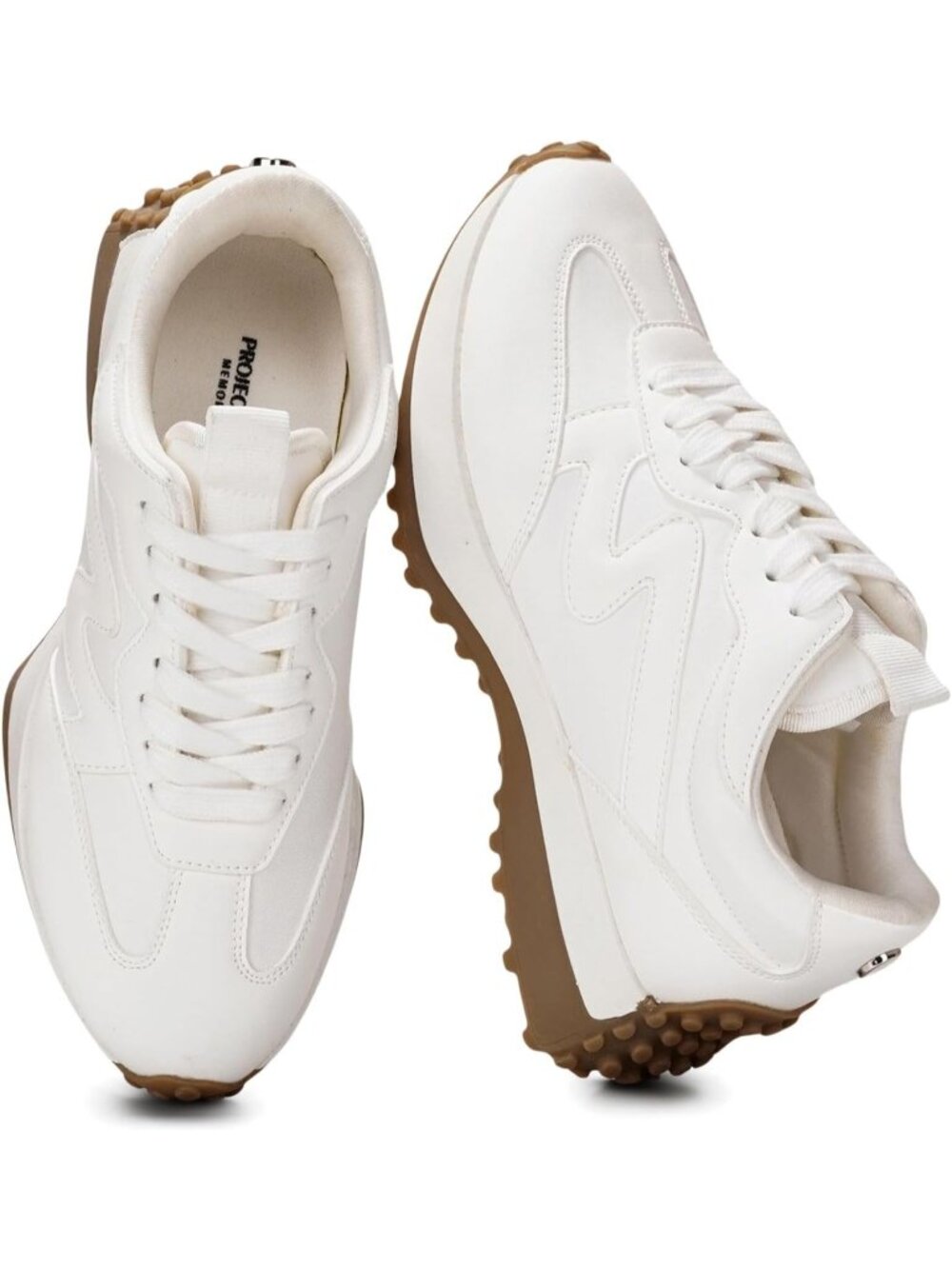 Women's White Lightweight Trendy Non Slip Lace Up Casual Fashion Sneakers
